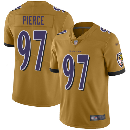 Baltimore Ravens Limited Gold Men Michael Pierce Jersey NFL Football #97 Inverted Legend->baltimore ravens->NFL Jersey